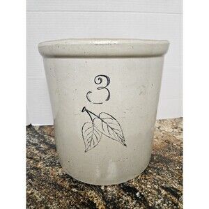 Vintage 3 Gallon Red Wing Crock With Birch Leaves 10.75”x10” JUG Decor